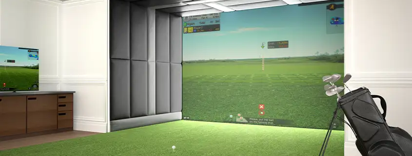 modern golf simulator in commercial setting